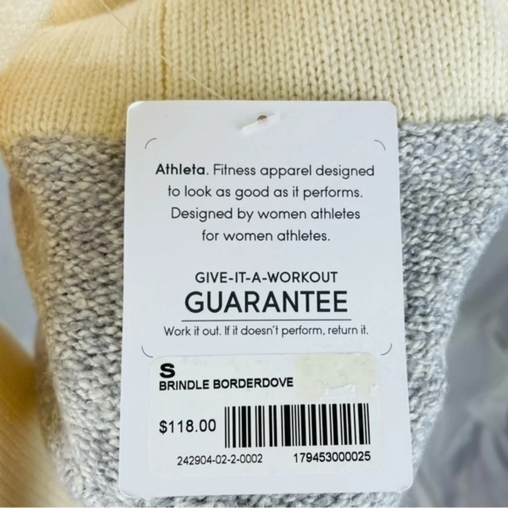 Athleta Brindle Borderdove Women Sweater NWT - Small | Cream Gray